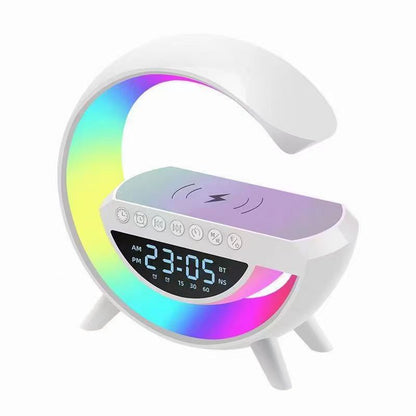 Multi Function Bluetooth Speaker with Wireless Charging Alarm Clock LED Light