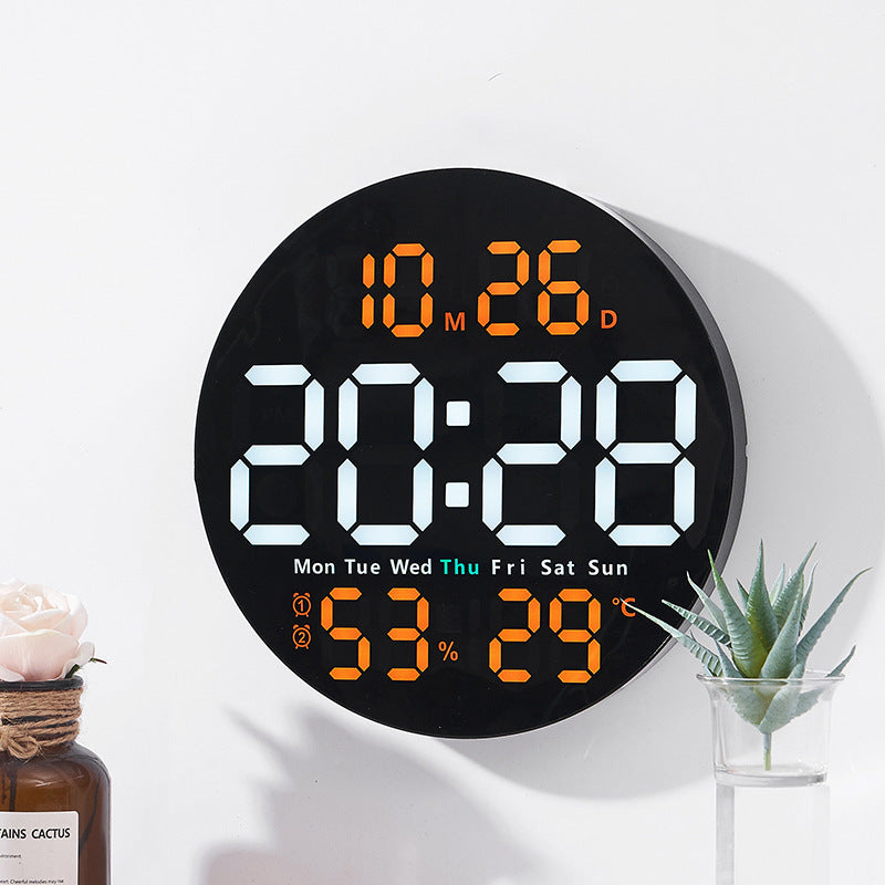 Multi-Function Digital Wall Clock with Temperature Humidity Display