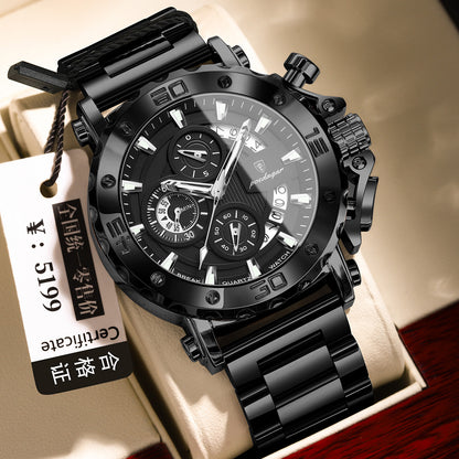 Multi-Function Quartz Watch with Stainless Steel Band