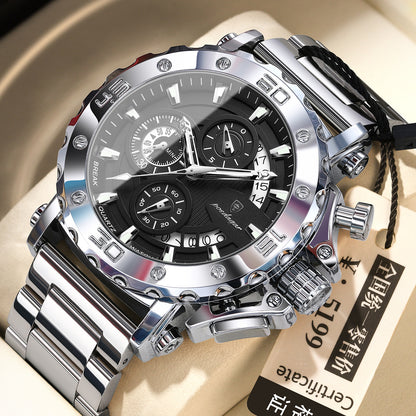 Multi-Function Quartz Watch with Stainless Steel Band