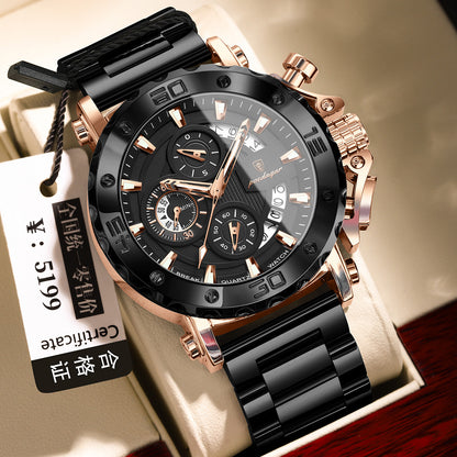 Multi-Function Quartz Watch with Stainless Steel Band