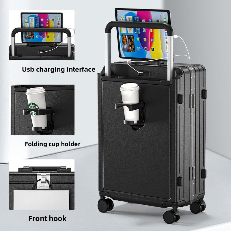 Multi-functional aluminum frame suitcase