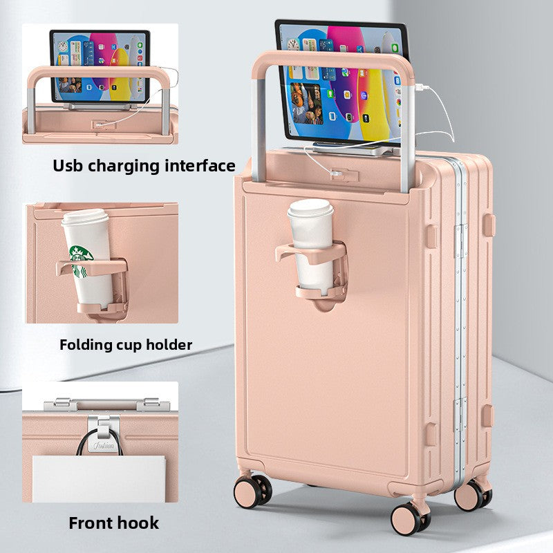 Multi-functional aluminum frame suitcase