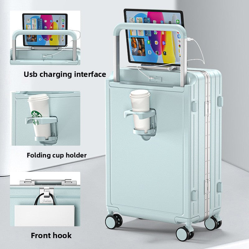 Multi-functional aluminum frame suitcase