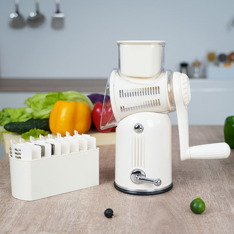 Multi-functional hand-cranked vegetable slicer