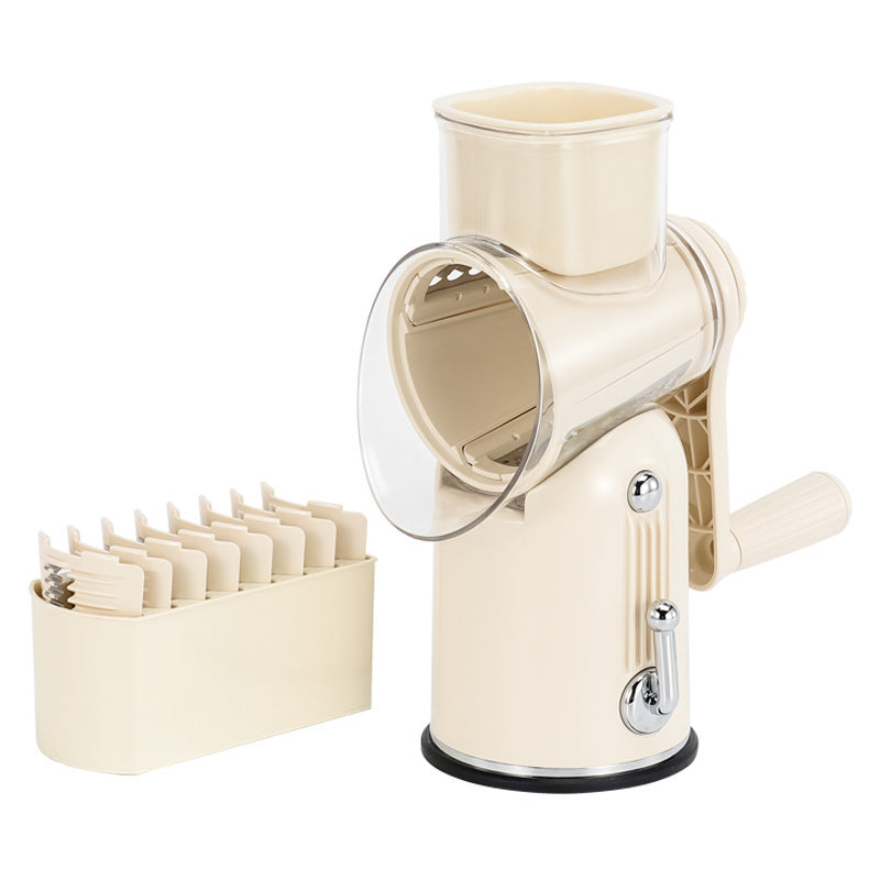 Multi-functional hand-cranked vegetable slicer