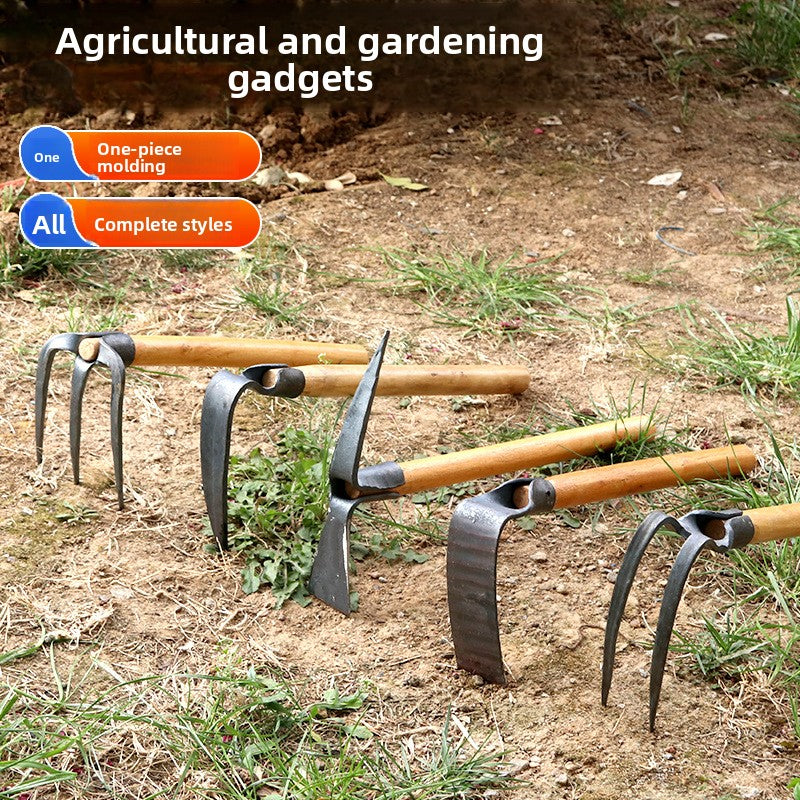 Multi-functional Hand Forged Pickaxe with Wooden Handle