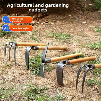Multi-functional Hand Forged Pickaxe with Wooden Handle