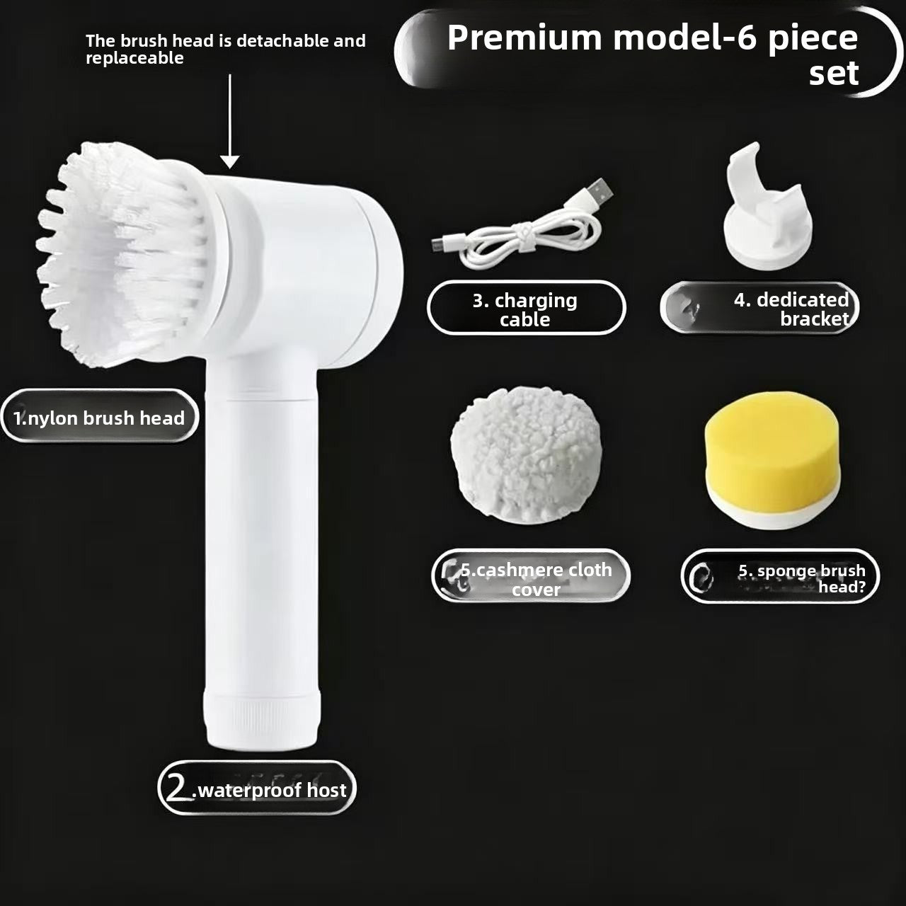 Multi-Functional Handheld Wireless Electric Cleaning Brush