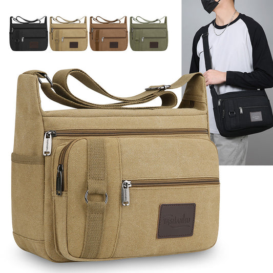 Multi-Functional Mens Canvas Crossbody Bag