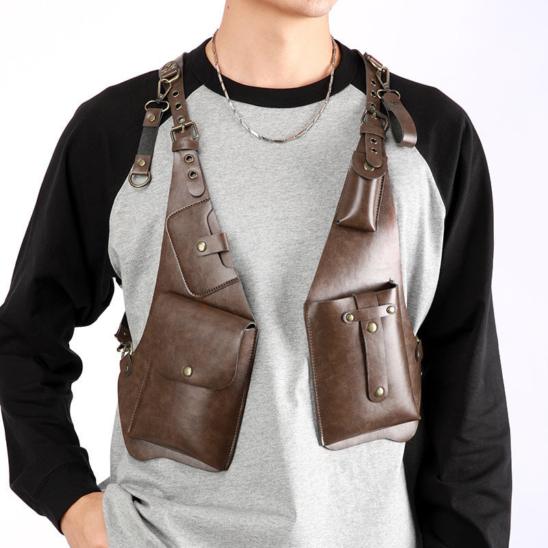 Multi-functional Mens PU Chest Bag