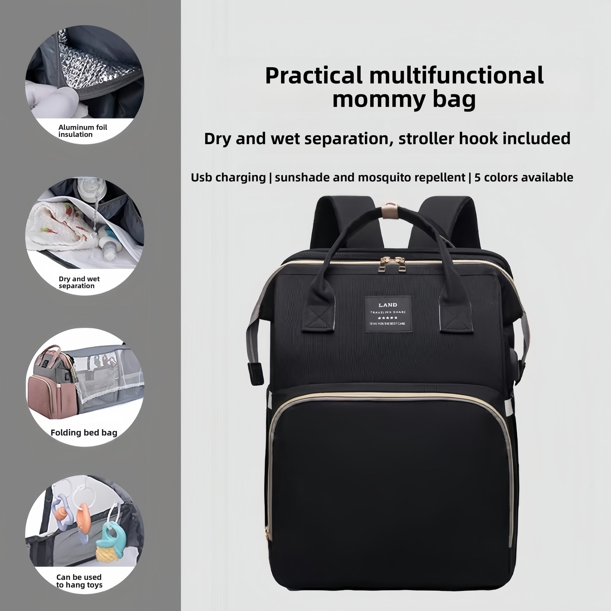 Multi-functional Mosquito-Repellent Foldable Travel Crib and Carry Bag