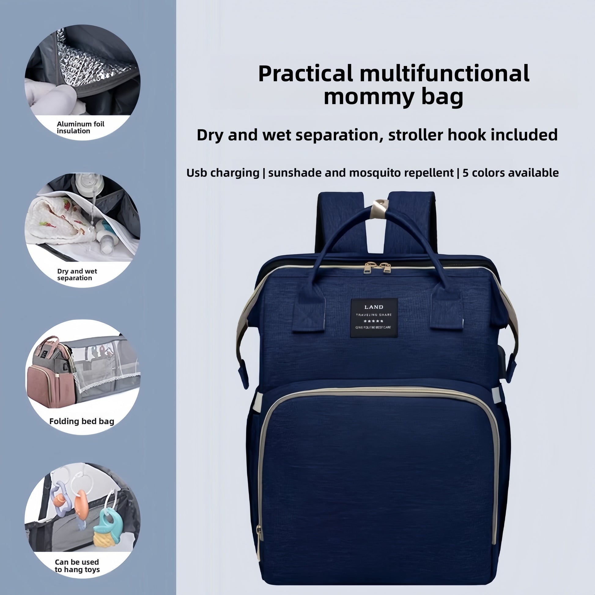 Multi-functional Mosquito-Repellent Foldable Travel Crib and Carry Bag