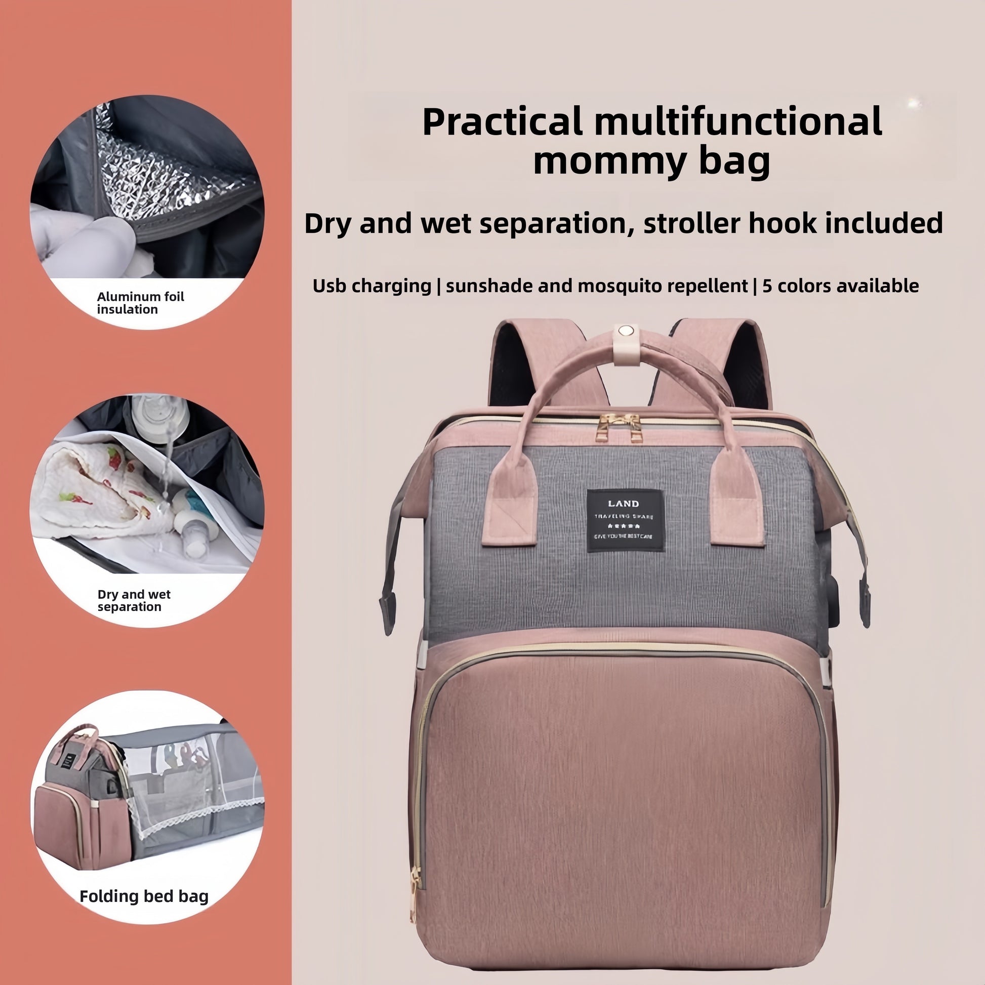 Multi-functional Mosquito-Repellent Foldable Travel Crib and Carry Bag