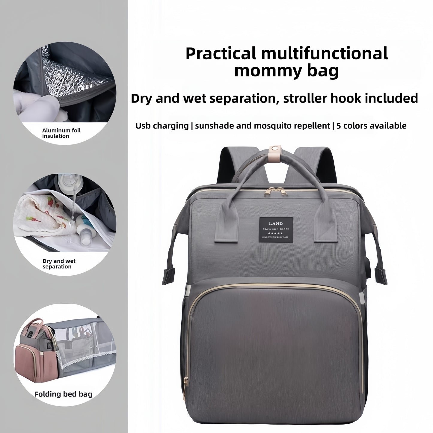 Multi-functional Mosquito-Repellent Foldable Travel Crib and Carry Bag