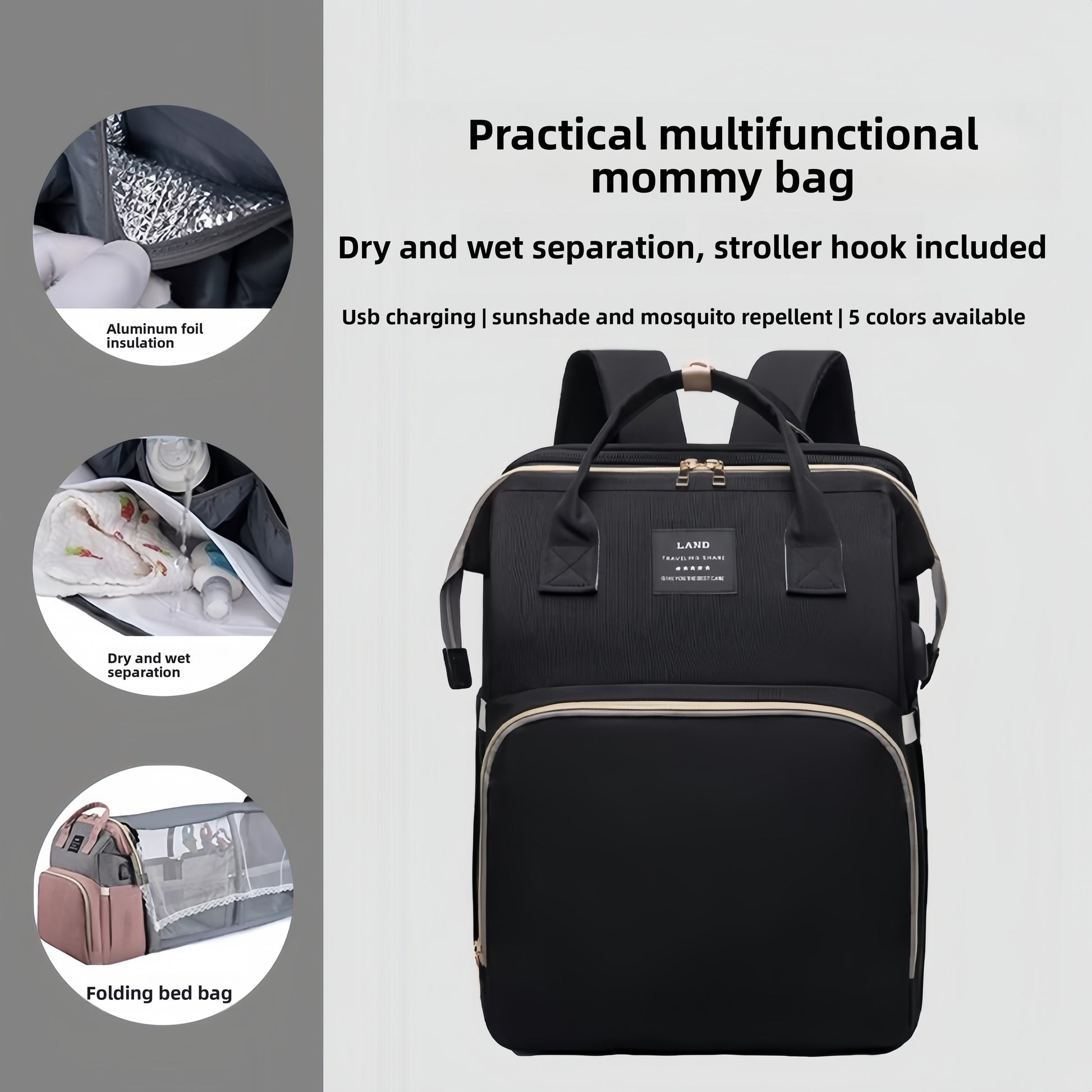Multi-functional Mosquito-Repellent Foldable Travel Crib and Carry Bag