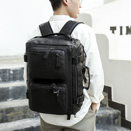 Multi-functional PU Leather Travel Backpack with Computer Compartment