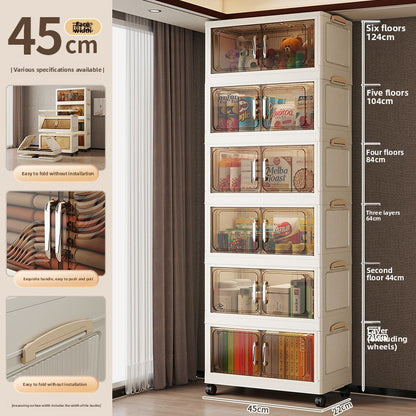 Multi-functional transparent double-door folding storage cabinet