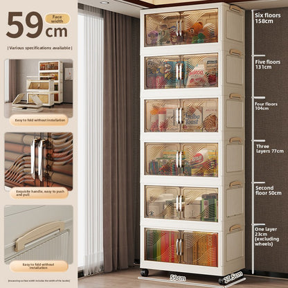 Multi-functional transparent double-door folding storage cabinet