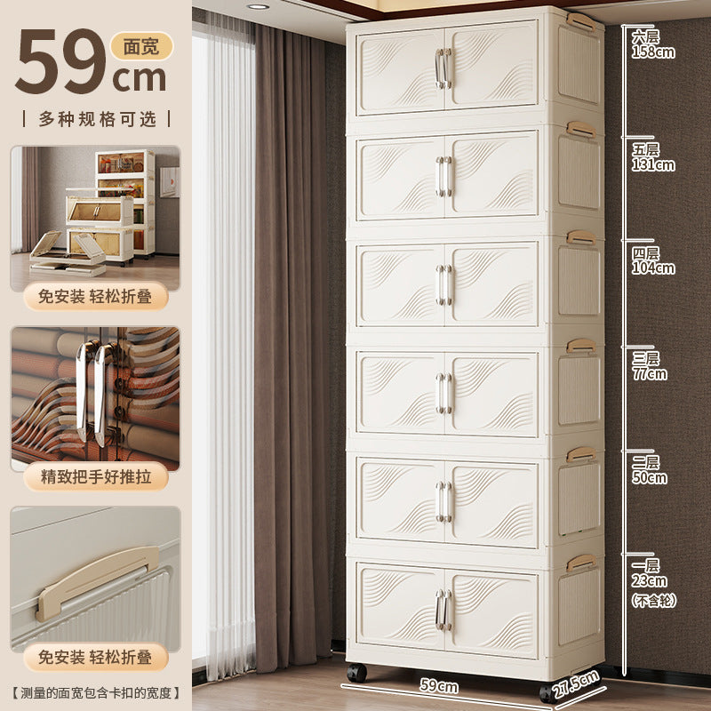 Multi-functional transparent double-door folding storage cabinet