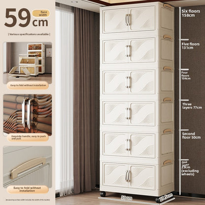 Multi-functional transparent double-door folding storage cabinet