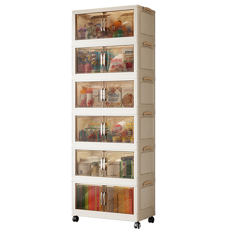 Multi-functional transparent double-door folding storage cabinet