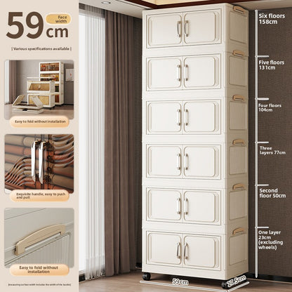 Multi-functional transparent double-door folding storage cabinet