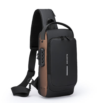 Multi-Functional USB Charging Mens Chest Bag with Password Lock