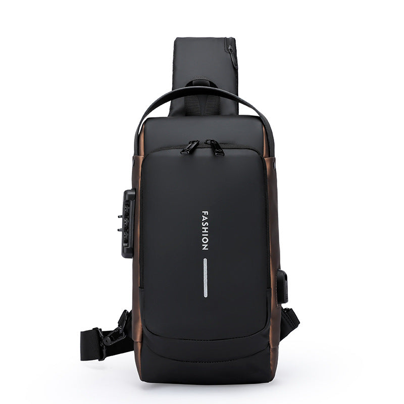 Multi-Functional USB Charging Mens Chest Bag with Password Lock