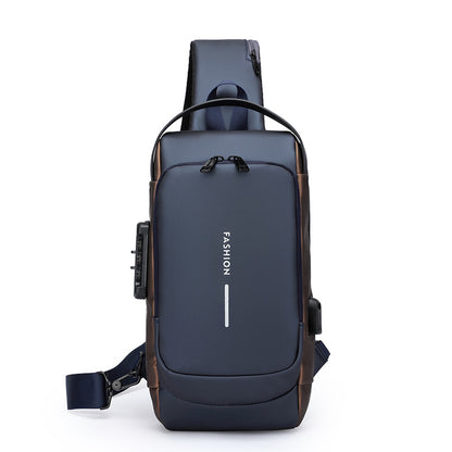Multi-Functional USB Charging Mens Chest Bag with Password Lock