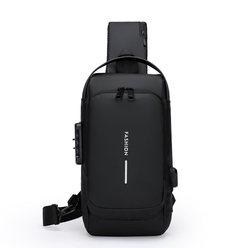 Multi-Functional USB Charging Mens Chest Bag with Password Lock