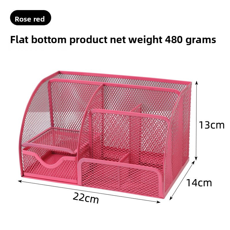Multi-Grid Metal Pen Holder with Anti-Slip Base