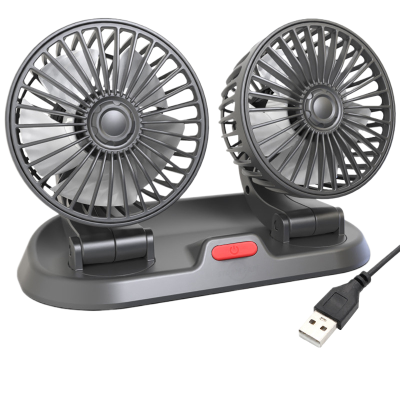 Multi-Head USB Car Fan with Dual Voltage Support
