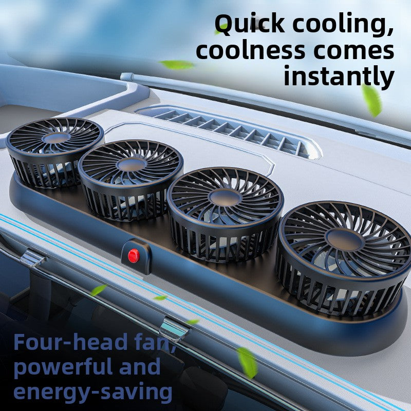 Multi-Head USB Car Fan with Dual Voltage Support