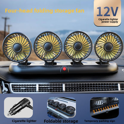 Multi-Head USB Car Fan with Dual Voltage Support