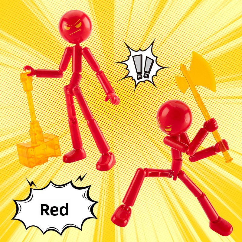 Multi-Jointed Stickman Assembly Model with Weapons