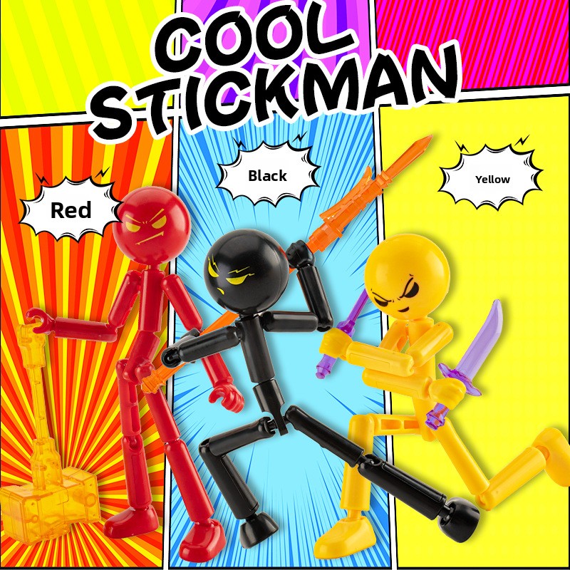 Multi-Jointed Stickman Assembly Model with Weapons