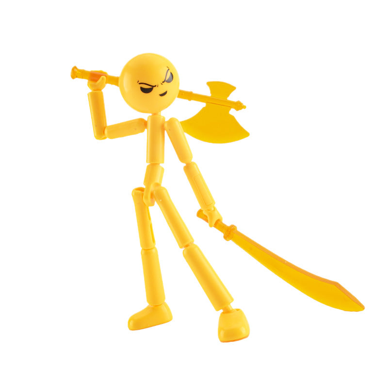 Multi-Jointed Stickman Assembly Model with Weapons