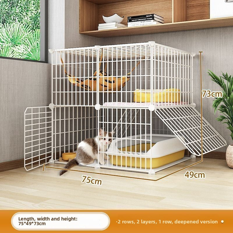 Multi-Layer Cat Cage with Toilet and Rest Area