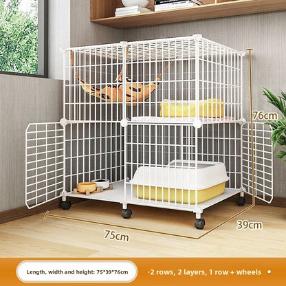 Multi-Layer Cat Cage with Toilet and Rest Area