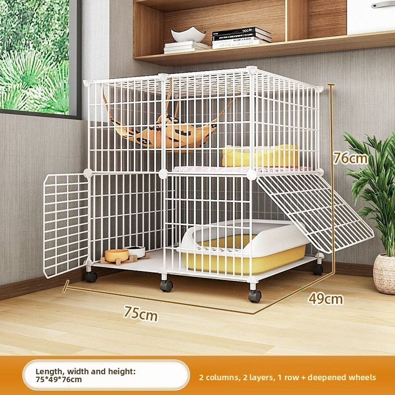 Multi-Layer Cat Cage with Toilet and Rest Area