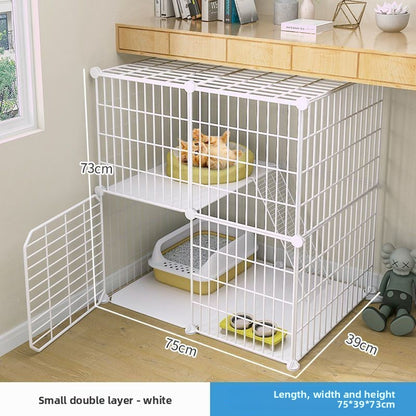 Multi-Layer Cat Cage with Toilet and Rest Area