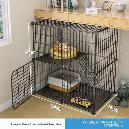 Multi-Layer Cat Cage with Toilet and Rest Area