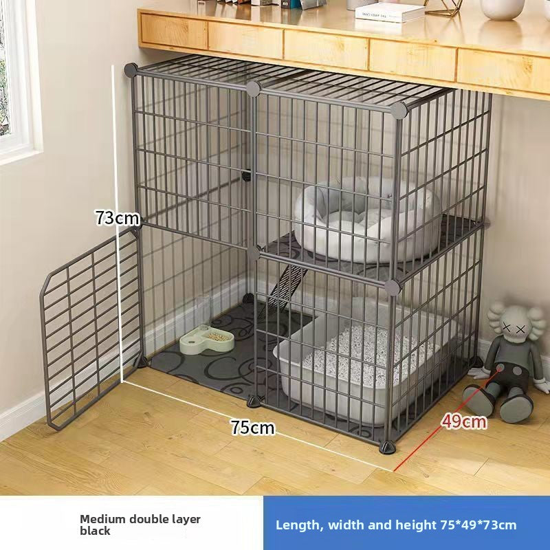 Multi-Layer Cat Cage with Toilet and Rest Area