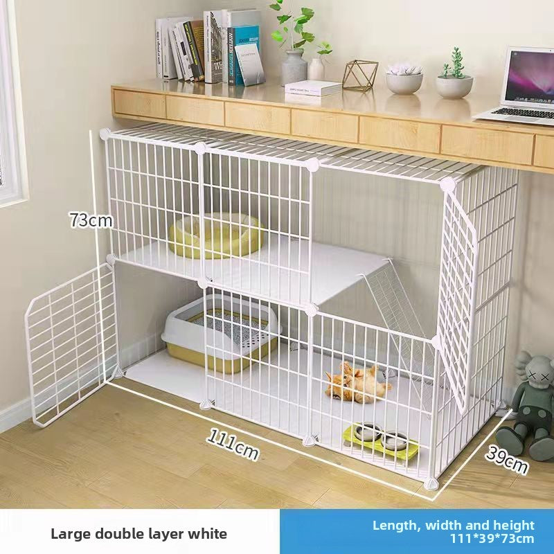 Multi-Layer Cat Cage with Toilet and Rest Area