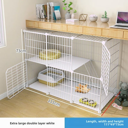 Multi-Layer Cat Cage with Toilet and Rest Area