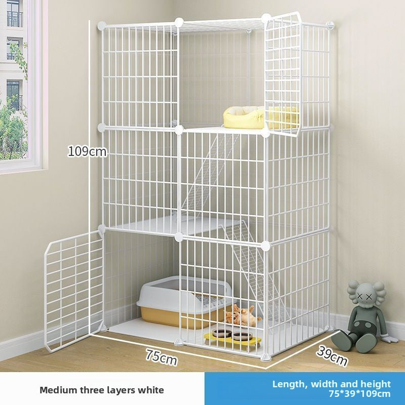 Multi-Layer Cat Cage with Toilet and Rest Area