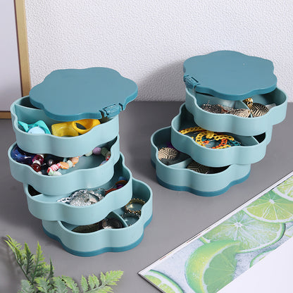 Multi Layer Jewelry Storage Box Rotating Portable Organizer for Earrings Rings Necklaces