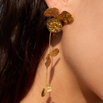 Multi-Layer Metal Petal Tassel Earrings