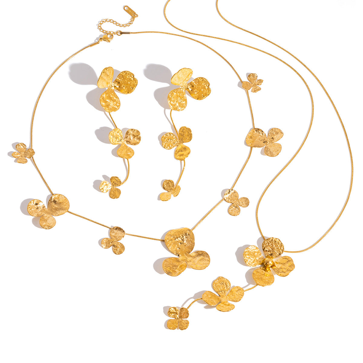 Multi-Layer Metal Petal Tassel Earrings